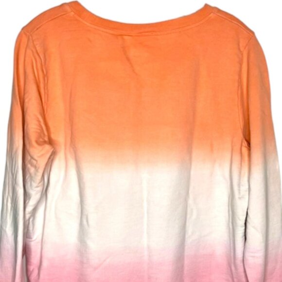 J. Crew Dip-Dyed Ombré Crew Neck 100% Cotton Sweatshirt - Orange/White - L - Picture 5 of 8